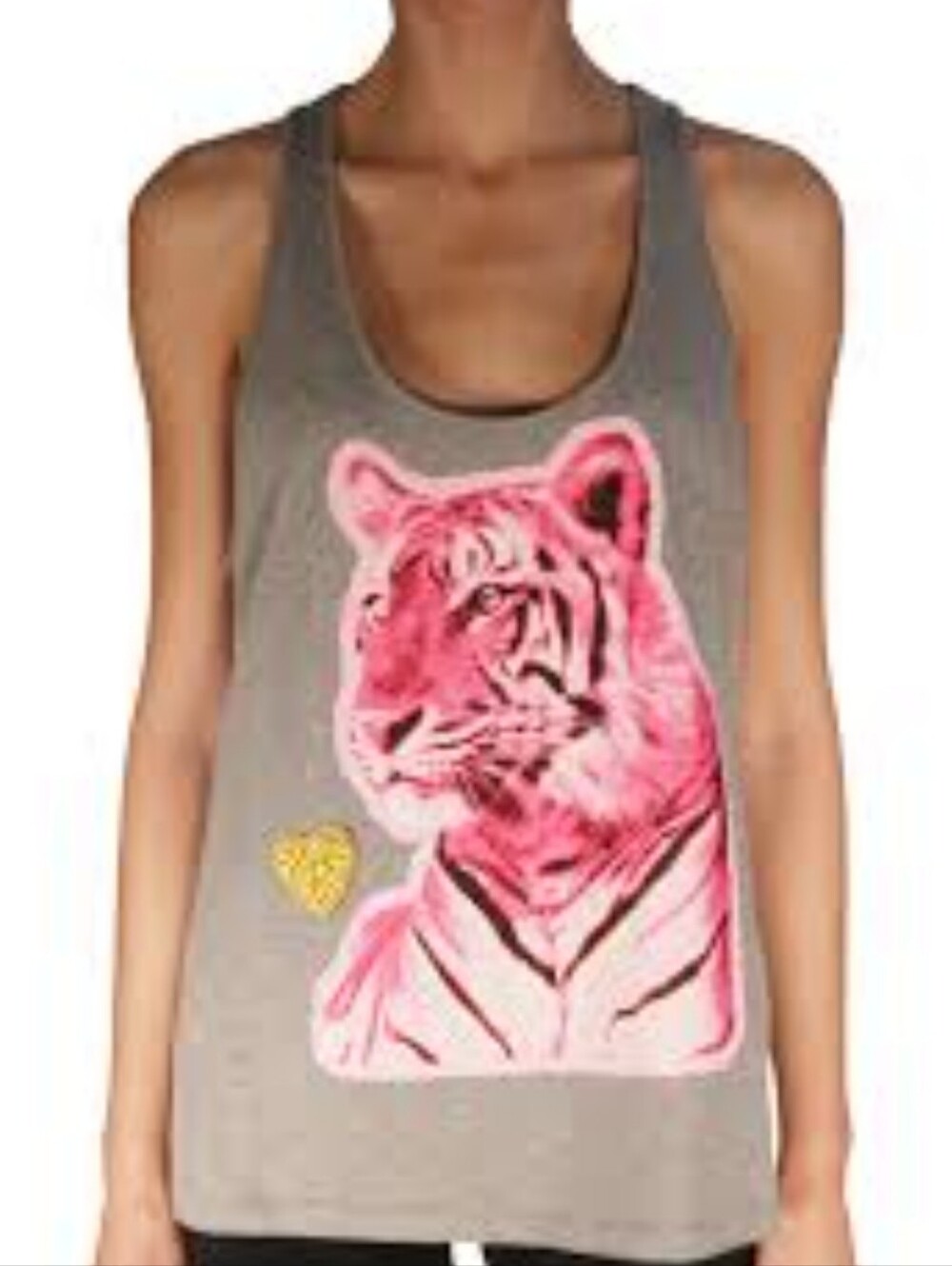 Stella Mccartney Tank Top Vibrant Tiger Graphic Heart Size 38 IT Small US